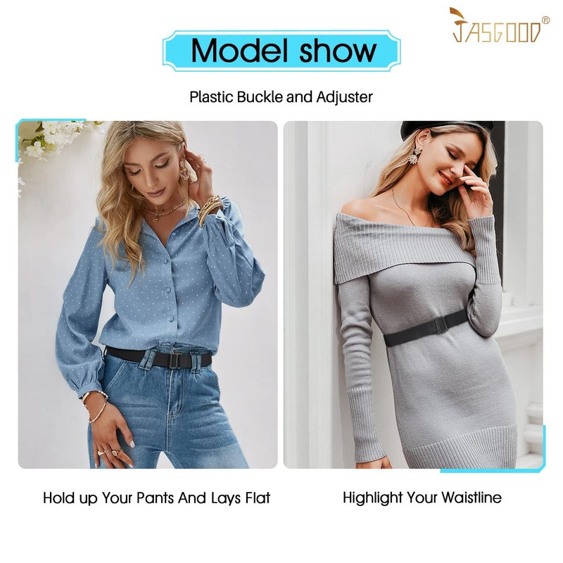 JASGOOD 4 Pack Women Adjustable Crop Top Band Sweater Tuck Band Invisible Strap Belts Elastic Belt For Shirts - Image 2